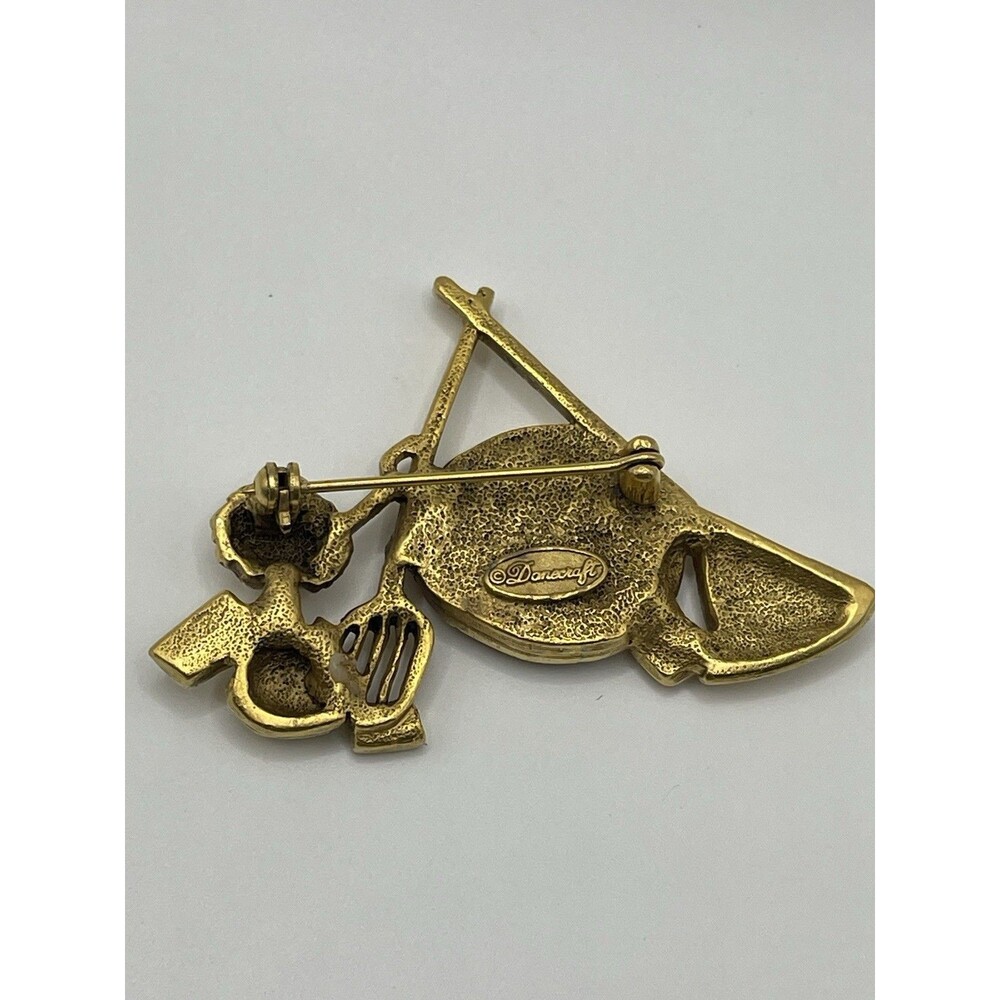 VTG signed DANECRAFT GOLD DIMENSIONAL GARDEN THEME PIN BROOCH - Picture 2 of 3